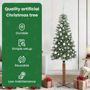 vidaXL Karcsú karácsonyfa 300 LED-del Zöld 180 cm PVC és tömör fenyőfa