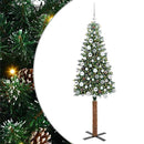vidaXL Karcsú karácsonyfa 300 LED-del Zöld 180 cm PVC és tömör fenyőfa