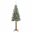 vidaXL Karcsú karácsonyfa 300 LED-del Zöld 180 cm PVC és tömör fenyőfa