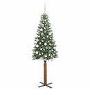 vidaXL Karcsú karácsonyfa Zöld és Fehér 180 cm PVC és tömör fenyőfa