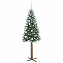 vidaXL Karcsú karácsonyfa 300 LED-del Zöld 180 cm PVC és tömör fenyőfa