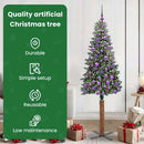vidaXL Karcsú karácsonyfa 300 LED-del Zöld 180 cm PVC és tömör fenyőfa