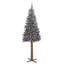 vidaXL Karcsú karácsonyfa 300 LED-del Zöld 180 cm PVC és tömör fenyőfa
