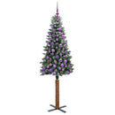 vidaXL Karcsú karácsonyfa 300 LED-del Zöld 180 cm PVC és tömör fenyőfa