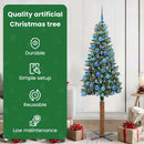 vidaXL Karcsú karácsonyfa 300 LED-del Zöld 180 cm PVC és tömör fenyőfa