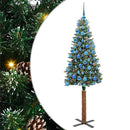 vidaXL Karcsú karácsonyfa 300 LED-del Zöld 180 cm PVC és tömör fenyőfa