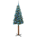 vidaXL Karcsú karácsonyfa 300 LED-del Zöld 180 cm PVC és tömör fenyőfa