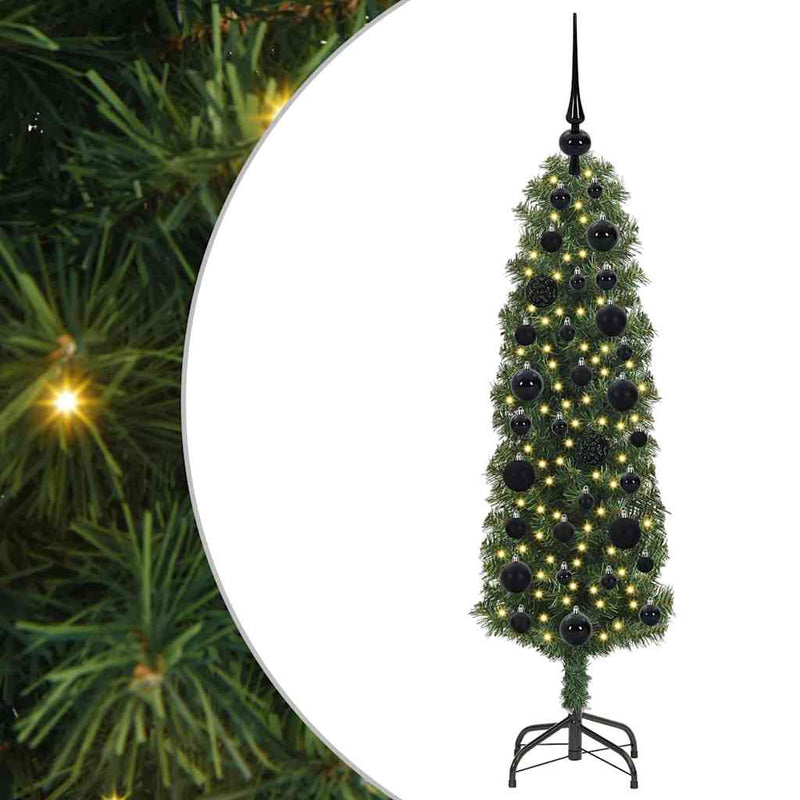 vidaXL Mű karácsonyfa 150 LED-del Zöld 120 cm PVC, acél és műanyag