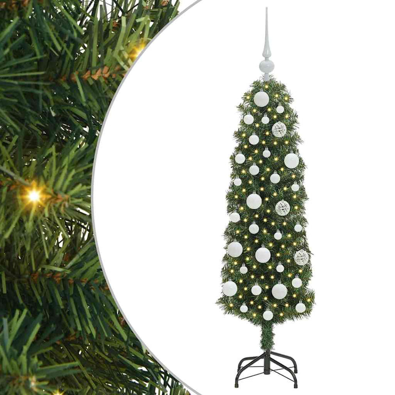 vidaXL Mű karácsonyfa 150 LED-del Zöld 120 cm PVC, acél és műanyag