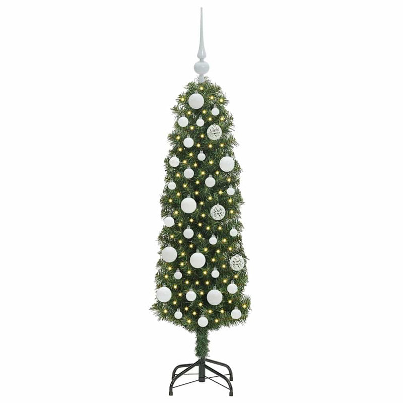 vidaXL Mű karácsonyfa 150 LED-del Zöld 120 cm PVC, acél és műanyag