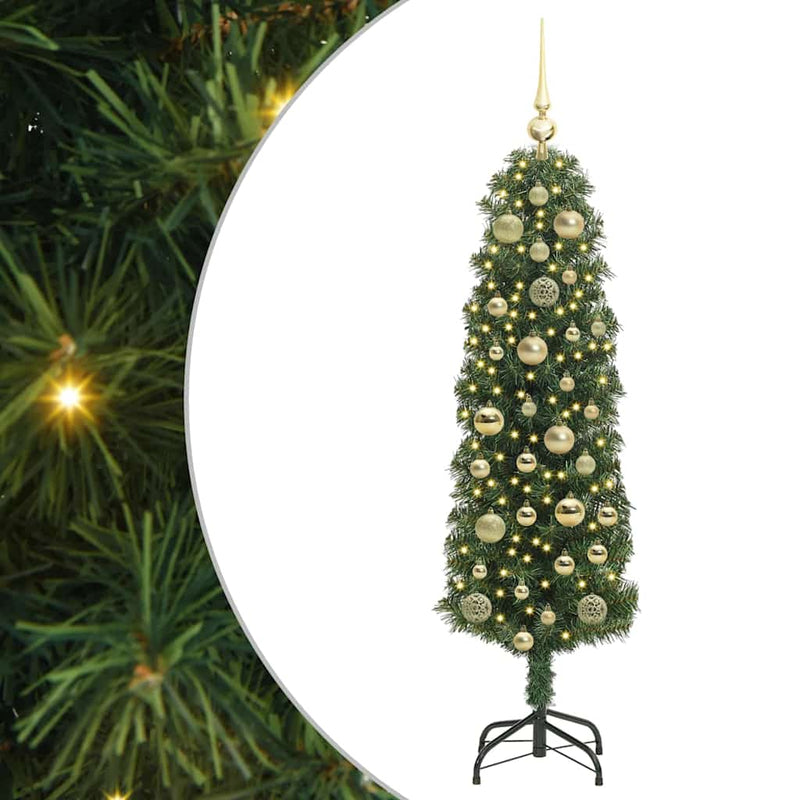 vidaXL Mű karácsonyfa 150 LED-del Zöld 120 cm PVC, acél és műanyag