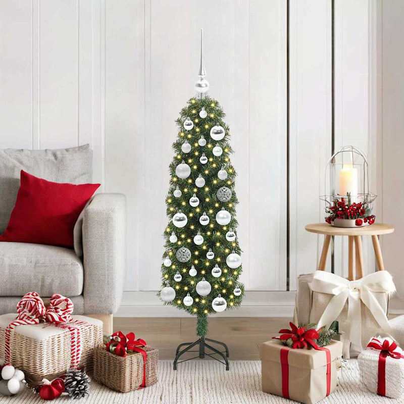 vidaXL Mű karácsonyfa 150 LED-del Zöld 120 cm PVC, acél és műanyag