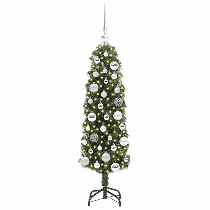 vidaXL Mű karácsonyfa 150 LED-del Zöld 120 cm PVC, acél és műanyag