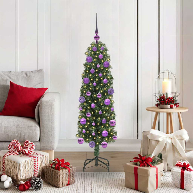 vidaXL Mű karácsonyfa 150 LED-del Zöld 120 cm PVC, acél és műanyag
