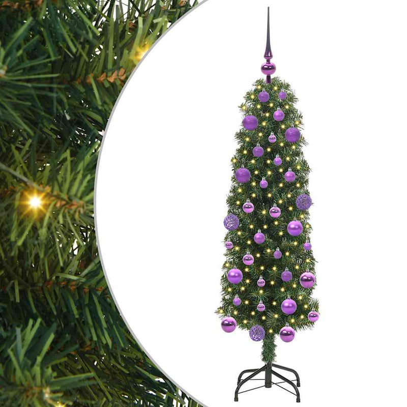 vidaXL Mű karácsonyfa 150 LED-del Zöld 120 cm PVC, acél és műanyag