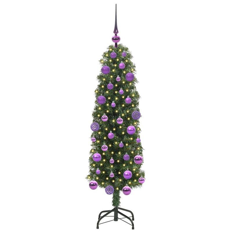 vidaXL Mű karácsonyfa 150 LED-del Zöld 120 cm PVC, acél és műanyag