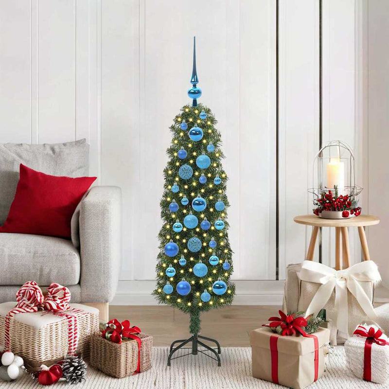 vidaXL Mű karácsonyfa 150 LED-del Zöld 120 cm PVC, acél és műanyag