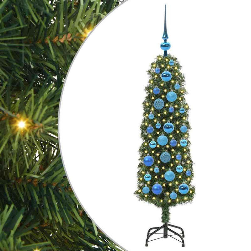 vidaXL Mű karácsonyfa 150 LED-del Zöld 120 cm PVC, acél és műanyag