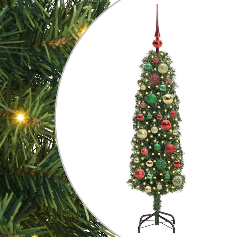 vidaXL Mű karácsonyfa 150 LED-del Zöld 120 cm PVC, acél és műanyag