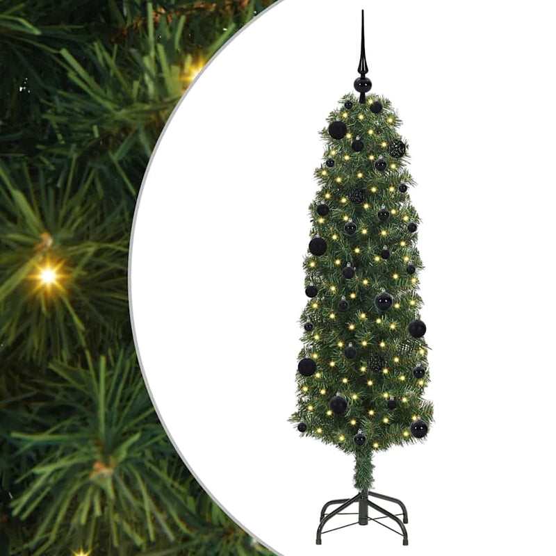 vidaXL Mű karácsonyfa 150 LED-del Zöld 150 cm PVC, acél és műanyag