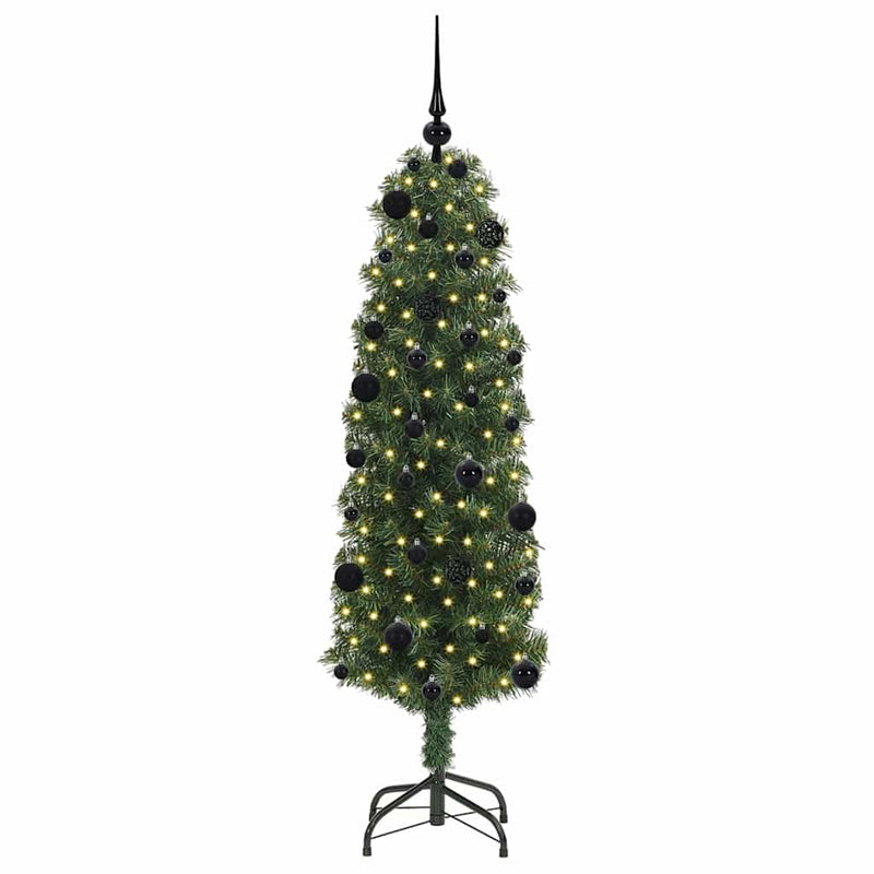vidaXL Mű karácsonyfa 150 LED-del Zöld 150 cm PVC, acél és műanyag