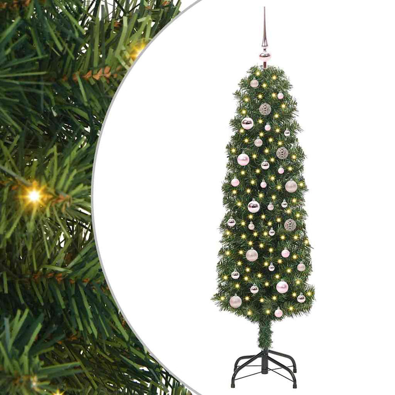 vidaXL Mű karácsonyfa 150 LED-del Zöld 150 cm PVC, acél és műanyag