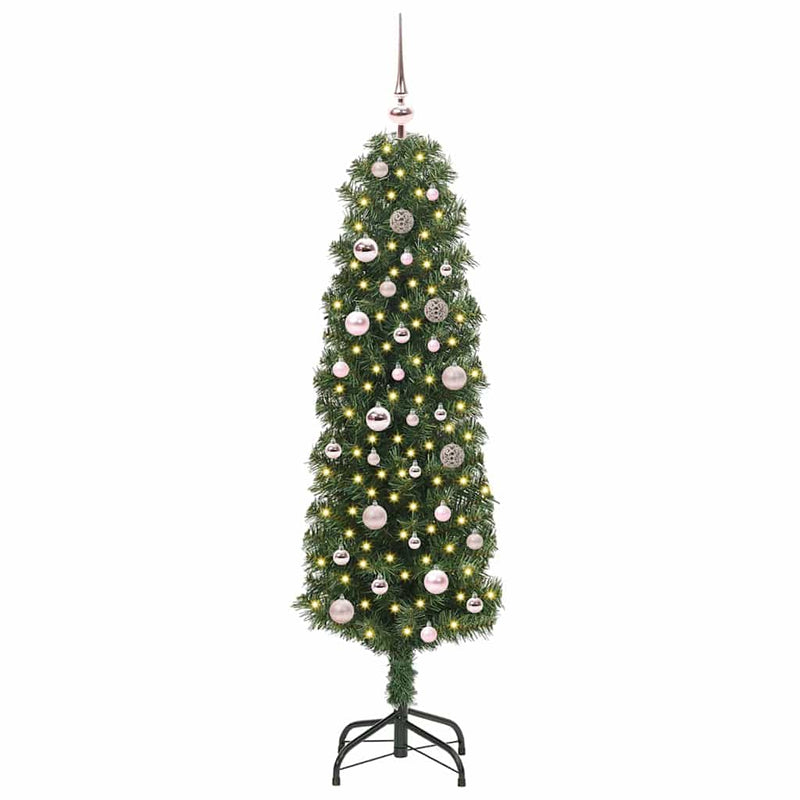 vidaXL Mű karácsonyfa 150 LED-del Zöld 150 cm PVC, acél és műanyag