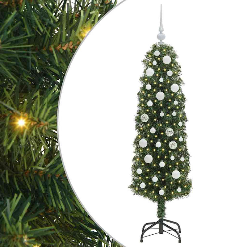 vidaXL Mű karácsonyfa 150 LED-del Zöld 150 cm PVC, acél és műanyag