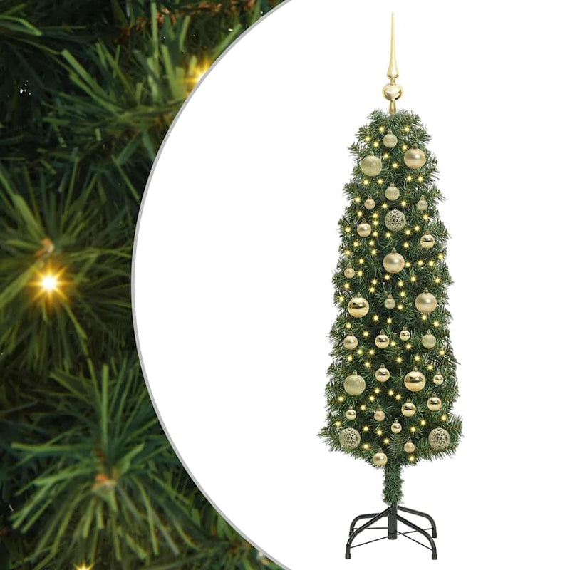 vidaXL Mű karácsonyfa 150 LED-del Zöld 150 cm PVC, acél és műanyag