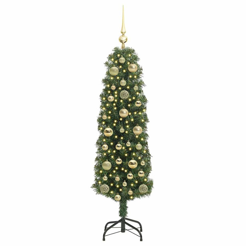 vidaXL Mű karácsonyfa 150 LED-del Zöld 150 cm PVC, acél és műanyag