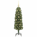 vidaXL Mű karácsonyfa 150 LED-del Zöld 150 cm PVC, acél és műanyag