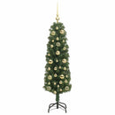 vidaXL Mű karácsonyfa 150 LED-del Zöld 150 cm PVC, acél és műanyag