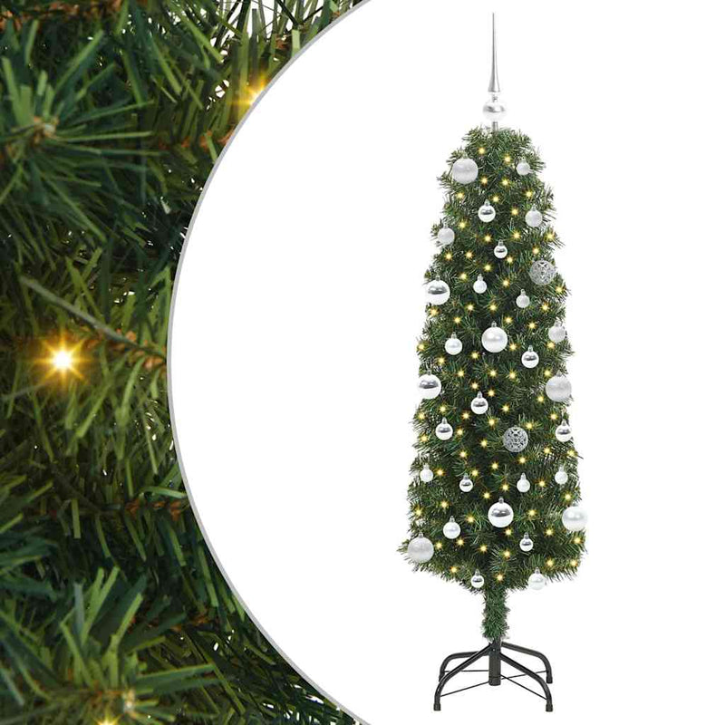 vidaXL Mű karácsonyfa 150 LED-del Zöld 150 cm PVC, acél és műanyag