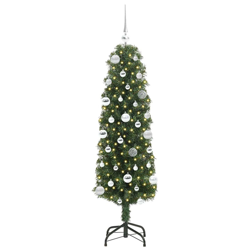 vidaXL Mű karácsonyfa 150 LED-del Zöld 150 cm PVC, acél és műanyag