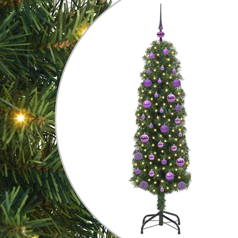 vidaXL Mű karácsonyfa 150 LED-del Zöld 150 cm PVC, acél és műanyag