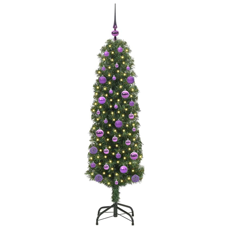 vidaXL Mű karácsonyfa 150 LED-del Zöld 150 cm PVC, acél és műanyag