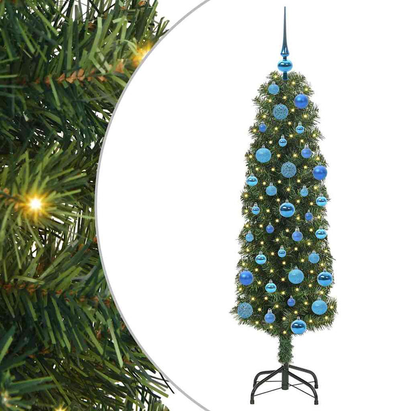 vidaXL Mű karácsonyfa 150 LED-del Zöld 150 cm PVC, acél és műanyag