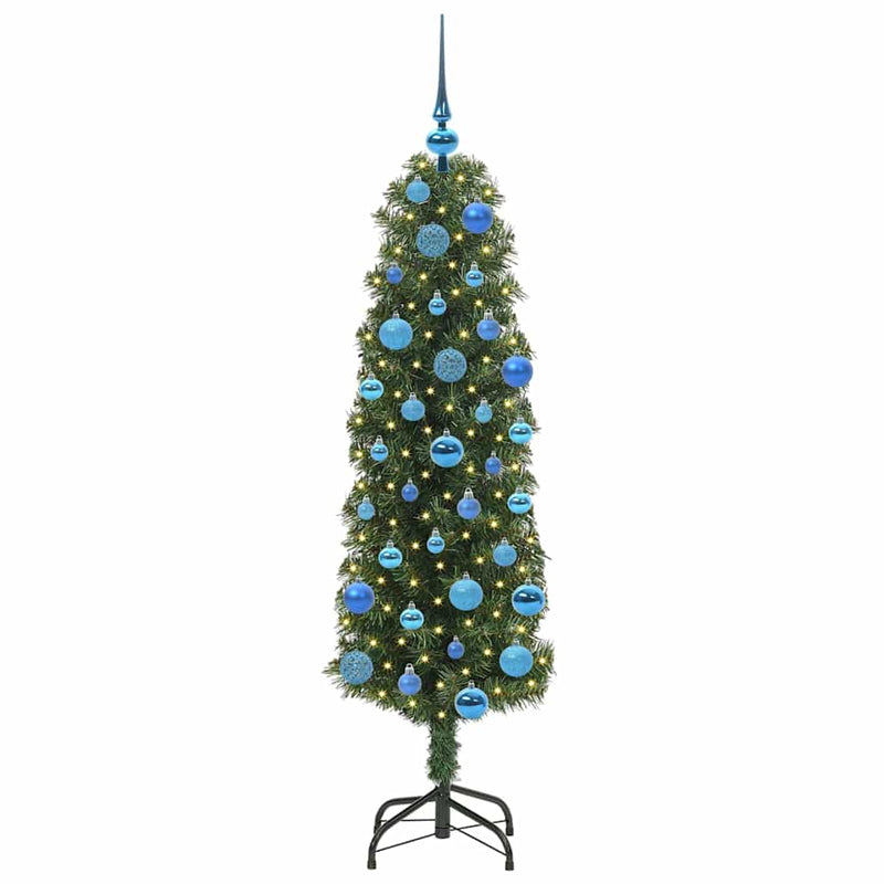 vidaXL Mű karácsonyfa 150 LED-del Zöld 150 cm PVC, acél és műanyag