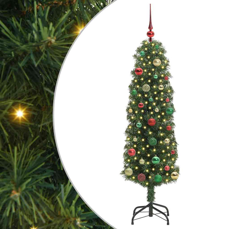 vidaXL Mű karácsonyfa 150 LED-del Zöld 150 cm PVC, acél és műanyag
