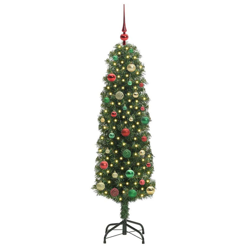 vidaXL Mű karácsonyfa 150 LED-del Zöld 150 cm PVC, acél és műanyag