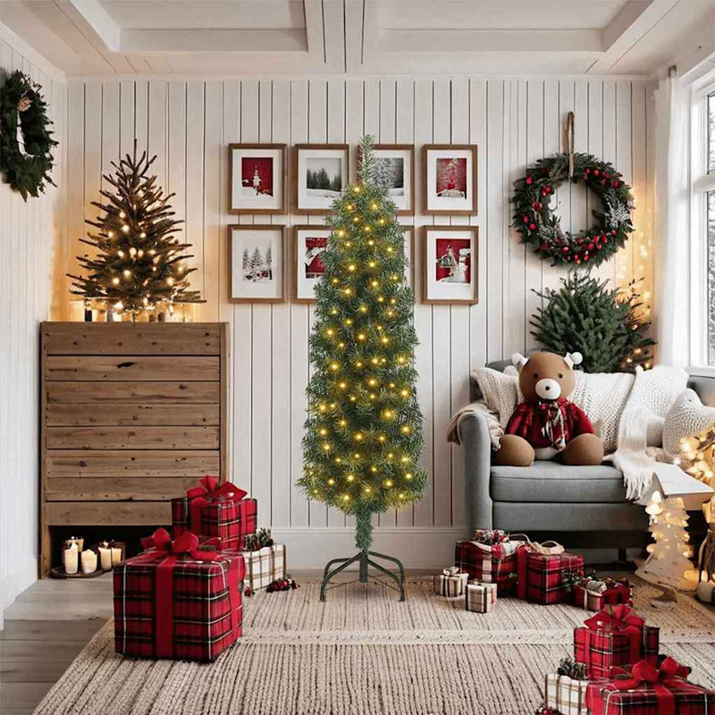 vidaXL Mű karácsonyfa 300 LED-del Zöld 180 cm PVC, acél és műanyag