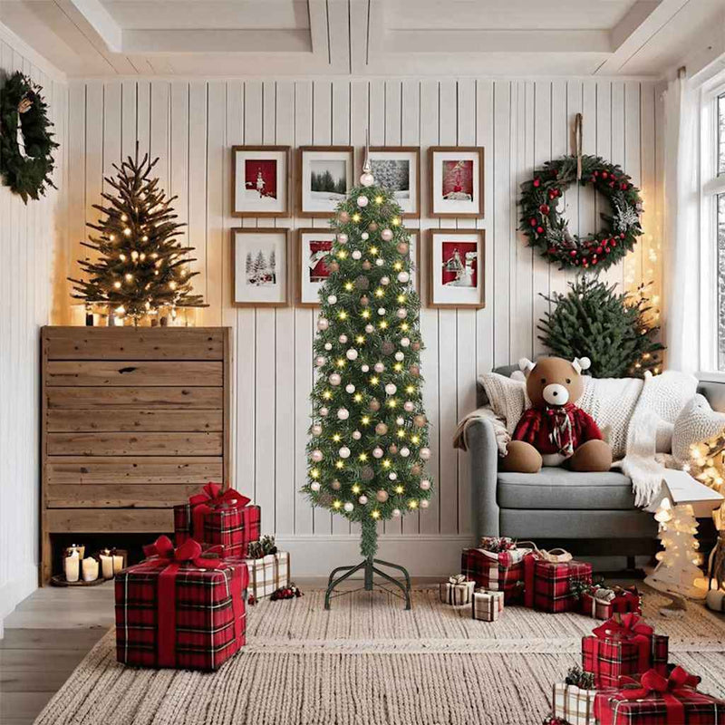 vidaXL Mű karácsonyfa 300 LED-del Zöld 180 cm PVC, acél és műanyag