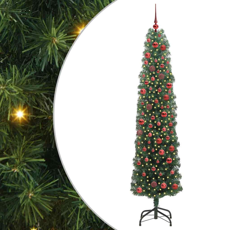 vidaXL Mű karácsonyfa 300 LED-del Zöld 180 cm PVC, acél és műanyag