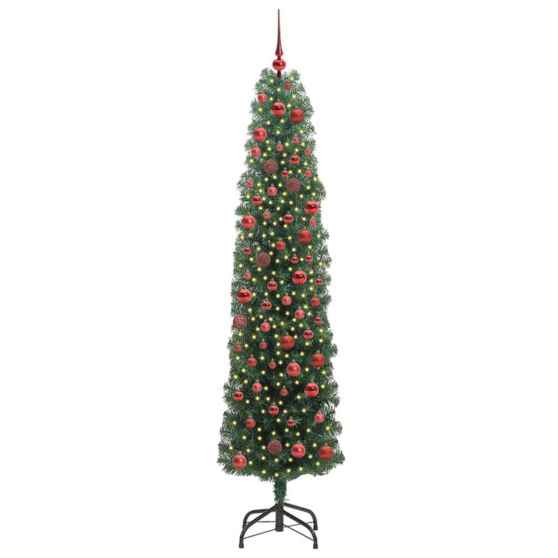 vidaXL Mű karácsonyfa 300 LED-del Zöld 180 cm PVC, acél és műanyag