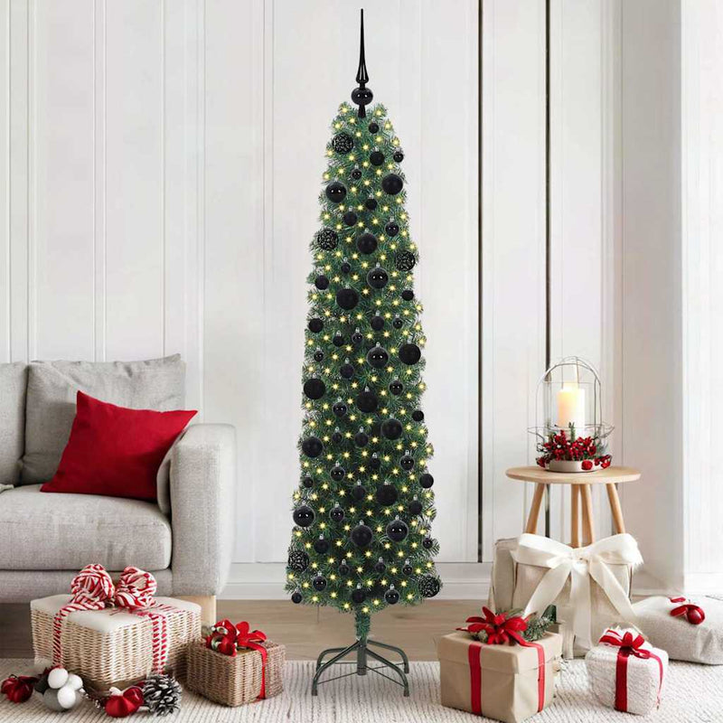 vidaXL Mű karácsonyfa 300 LED-del Zöld 180 cm PVC, acél és műanyag