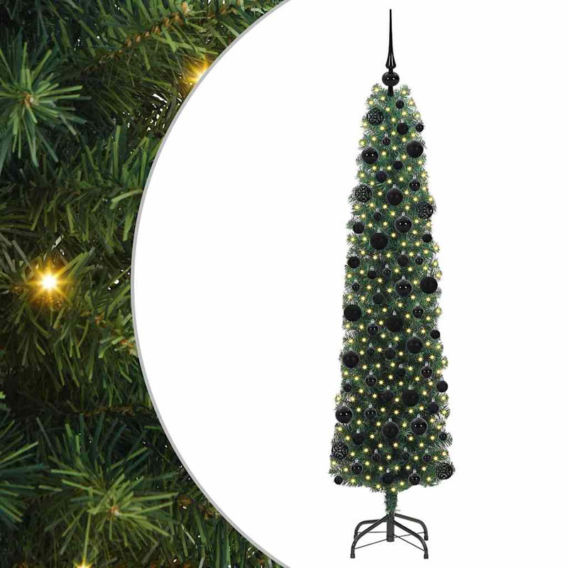 vidaXL Mű karácsonyfa 300 LED-del Zöld 180 cm PVC, acél és műanyag