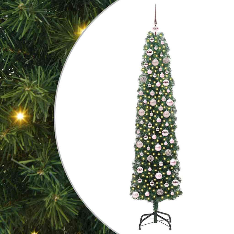 vidaXL Mű karácsonyfa 300 LED-del Zöld 180 cm PVC, acél és műanyag