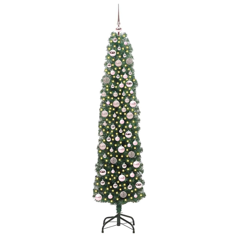 vidaXL Mű karácsonyfa 300 LED-del Zöld 180 cm PVC, acél és műanyag