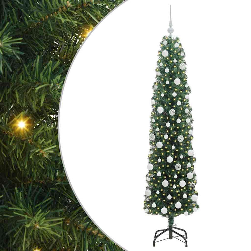 vidaXL Mű karácsonyfa 300 LED-del Zöld 180 cm PVC, acél és műanyag