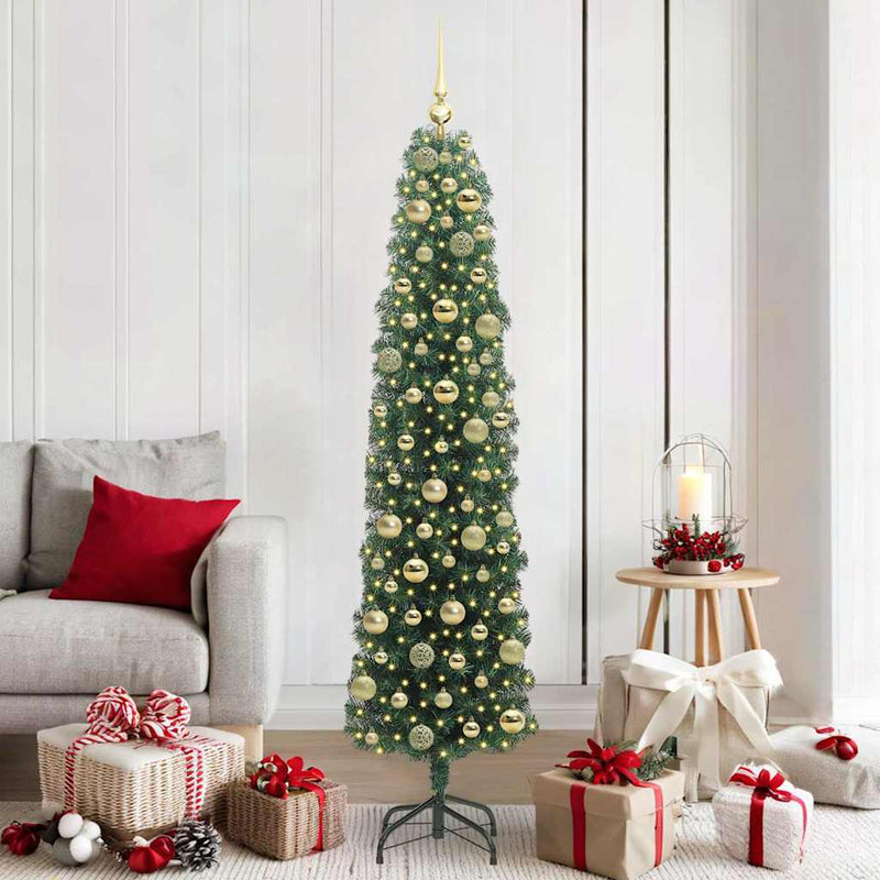 vidaXL Mű karácsonyfa 300 LED-del Zöld 180 cm PVC, acél és műanyag